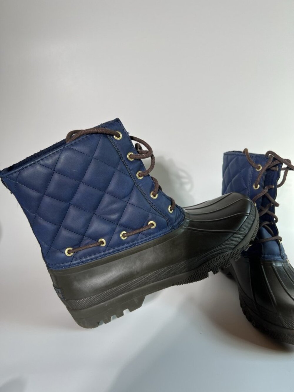 Sperry Duck Boots Womens 8 Blue Quilted Waterproof Lace Up Winter Rain - Picture 6 of 12